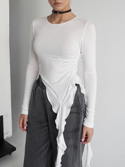 Blusa de manga larga con volantes