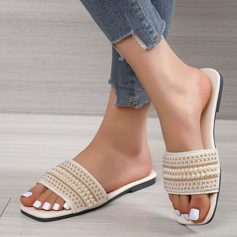 Sandalias casuales con perlas decorativas - Dressygt