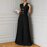 Conjunto elegante de chaleco y pantalón plisado - Dressygt