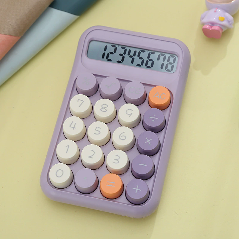 Calculadora kawaii pastel con teclas redondas