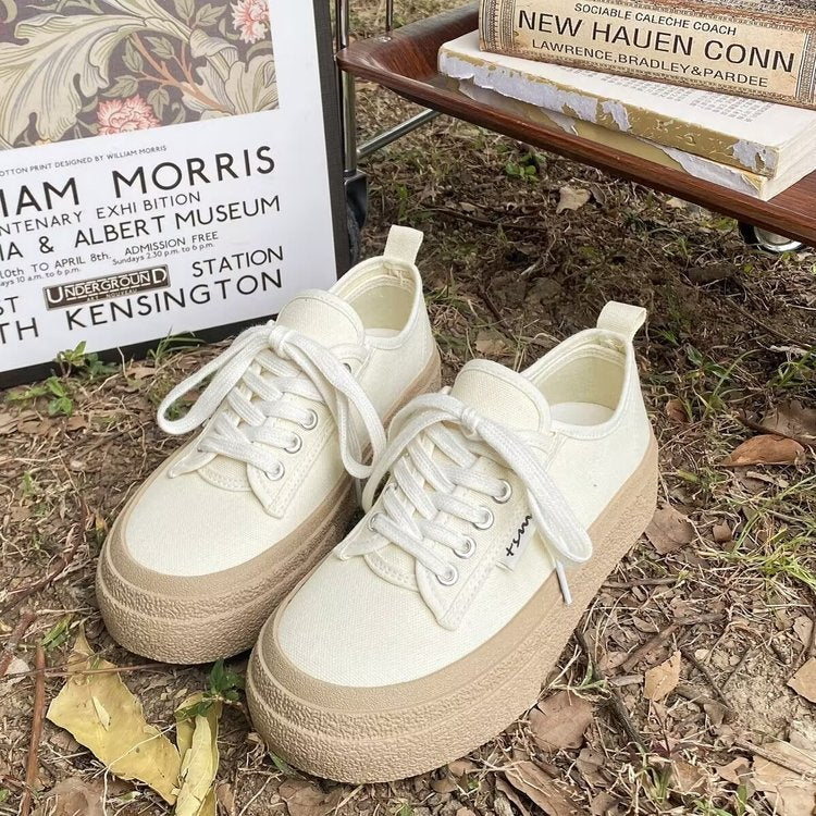 Sneakers de tela con plataforma