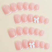 Set de uñas francesas con moño 3D press on - Dressygt