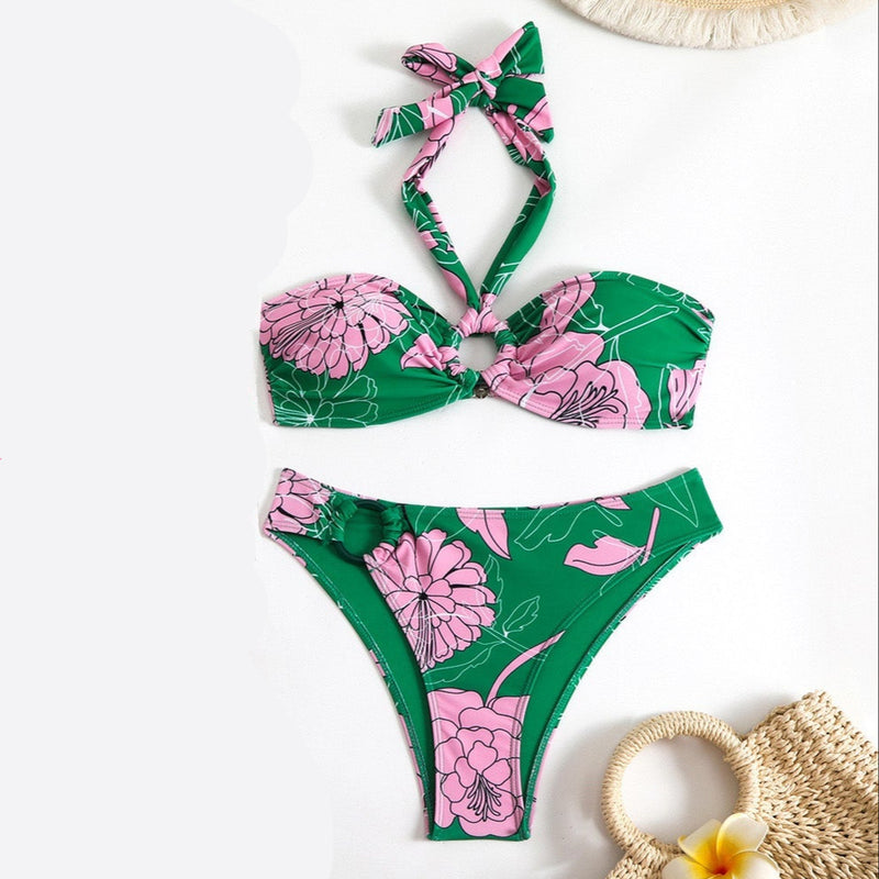 Traje de baño con estampado de flores
