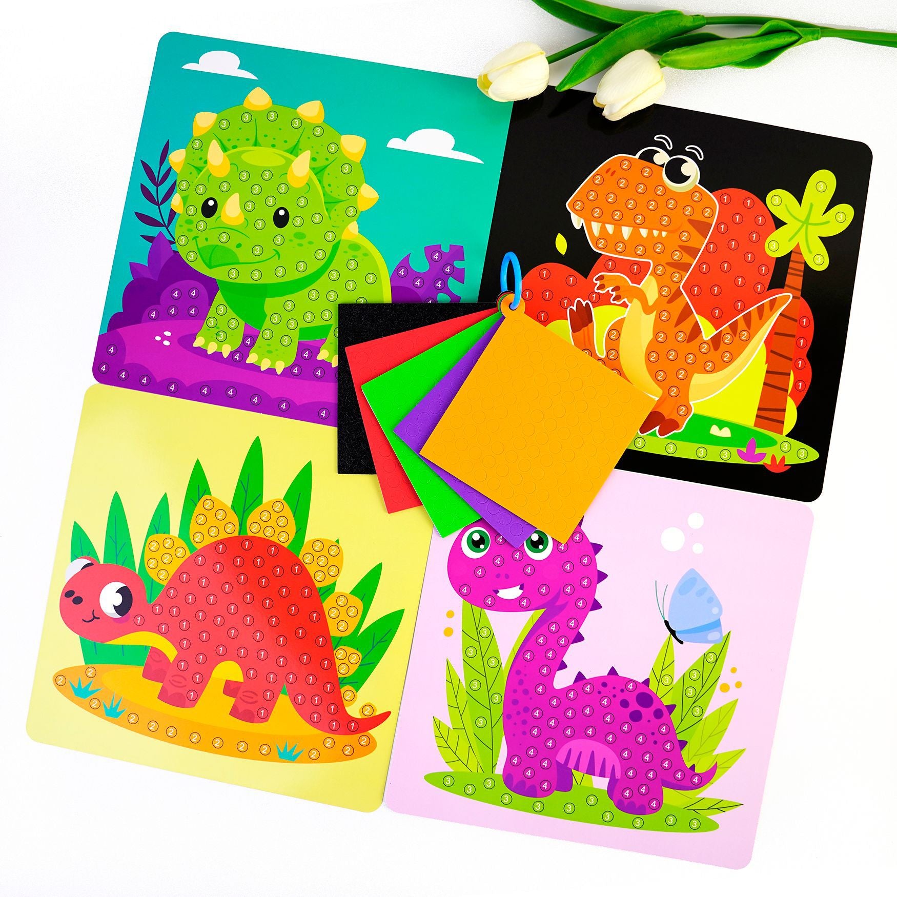 Mosaico con diseño de dinosaurios
