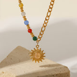 Collar de acero inoxidable con dije de sol