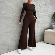 Set classy de blusa manga larga y pants flare - Dressygt