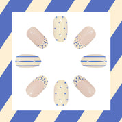 Set de uñas press on con diseño azul y nude - Dressygt