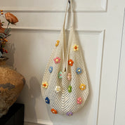 Tote bag tejido con flores