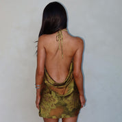 Vestido corto halter estampado