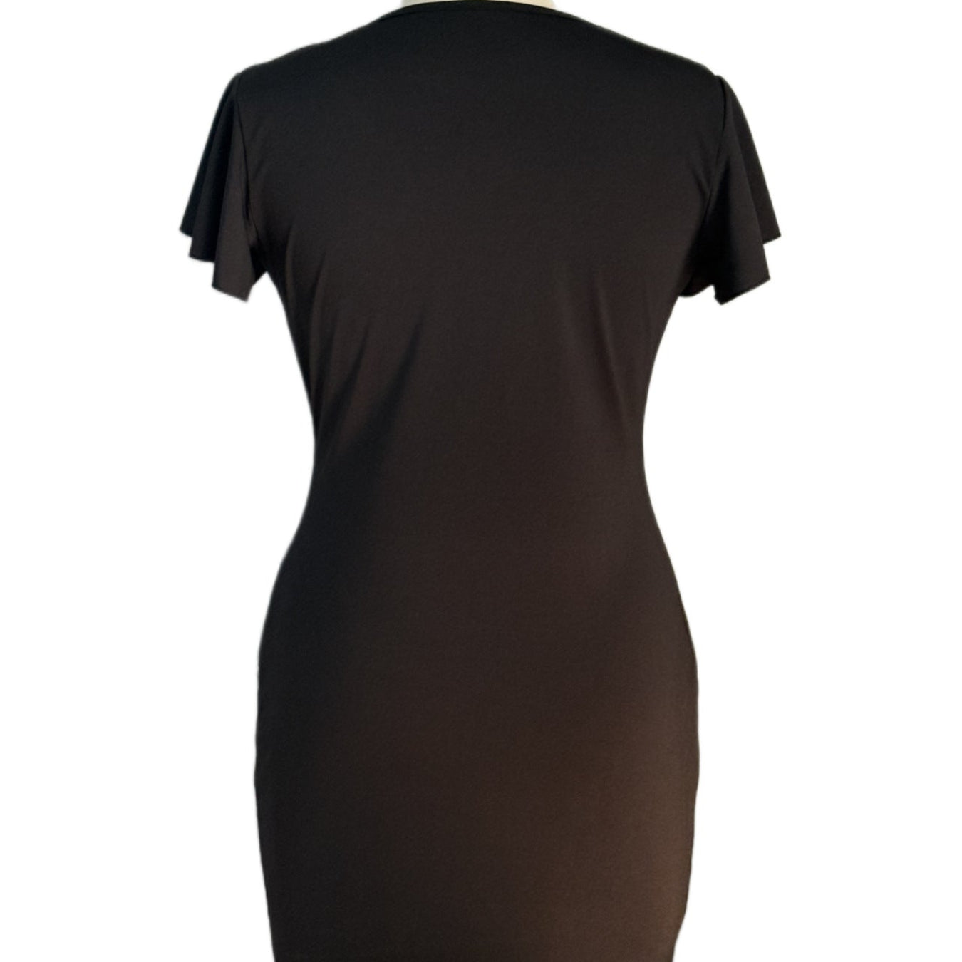 Vestido ajustado con escote v y vuelos en las mangas - Dressygt