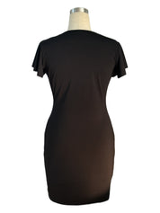 Vestido ajustado con escote v y vuelos en las mangas - Dressygt