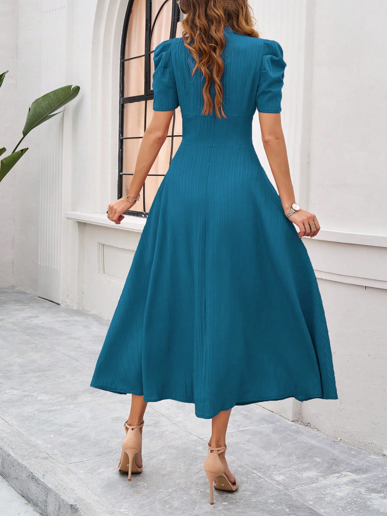 Vestido classy con mangas fruncidas - Dressygt