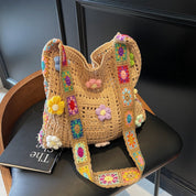 Bolso estilo tejido con flores