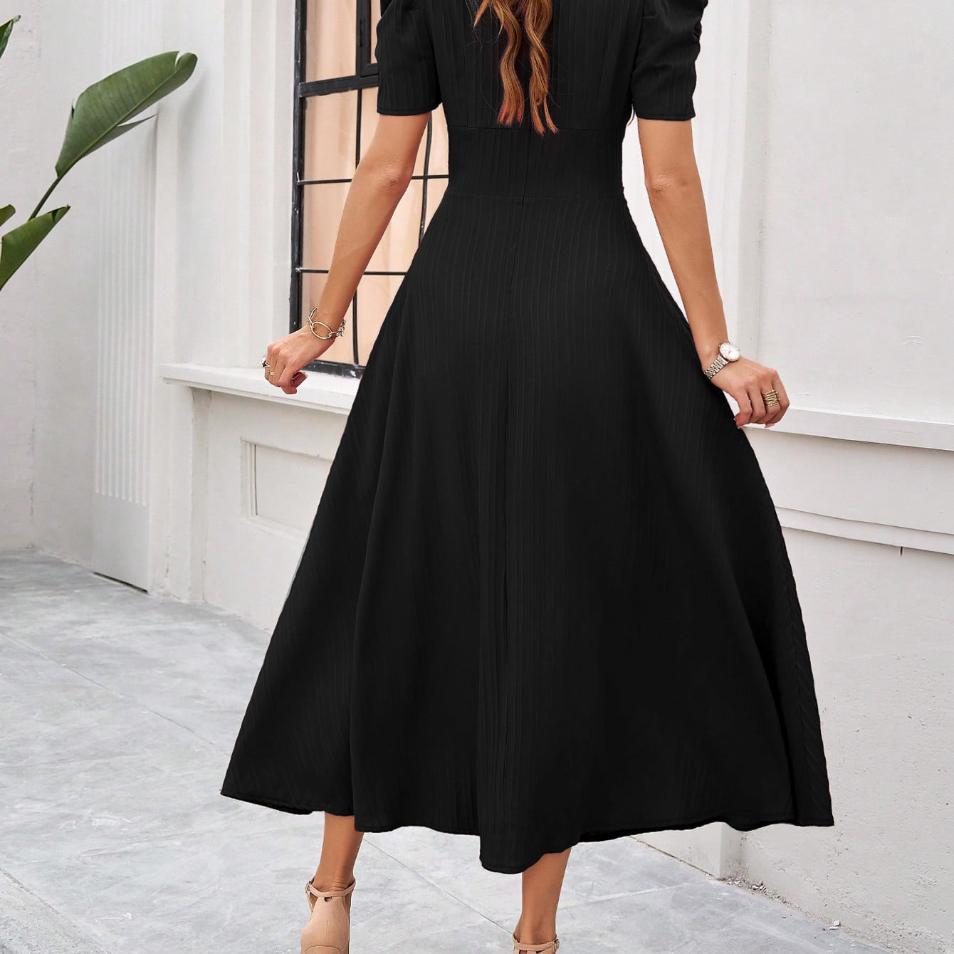 Vestido classy con mangas fruncidas - Dressygt