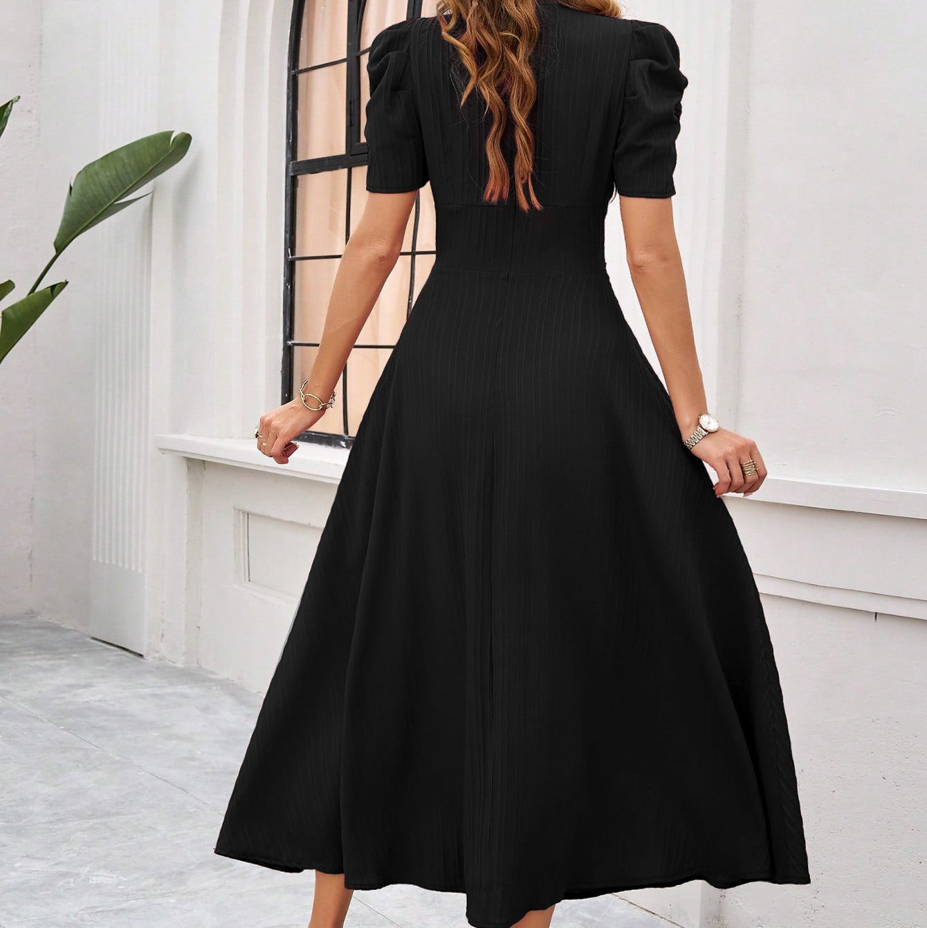 Vestido classy con mangas fruncidas - Dressygt