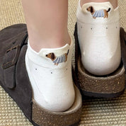 Calcetas tobilleras con bordado de perrito - Dressygt