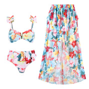bikini de 3 piezas colorido con falda grande multicolores - Dressygt