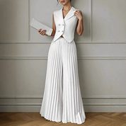Conjunto elegante de chaleco y pantalón plisado - Dressygt