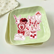 Set de 50 stickers estilo vintage rojos