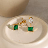 Aretes dorado de doble piedra