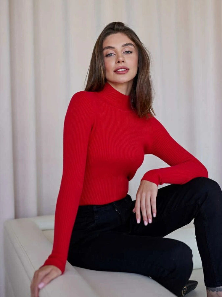 Blusa de cuello alto y manga larga