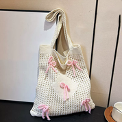 Tote bag tejida con moños