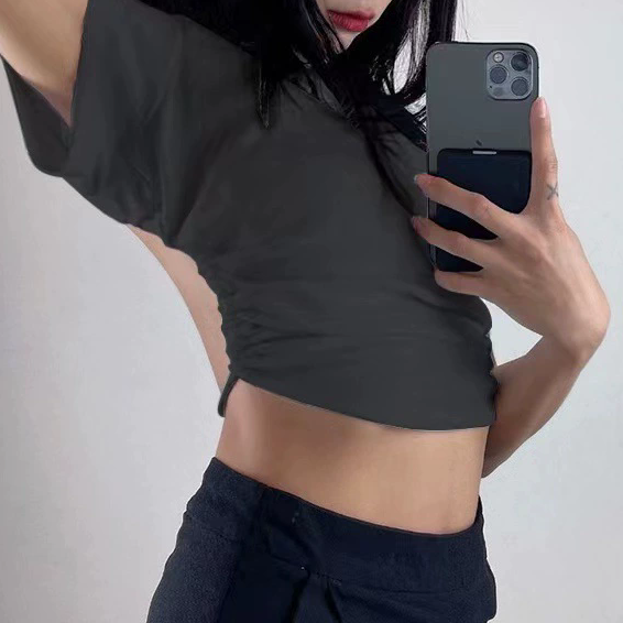 Blusa estilo crop con abertura en la espalda - Dressygt