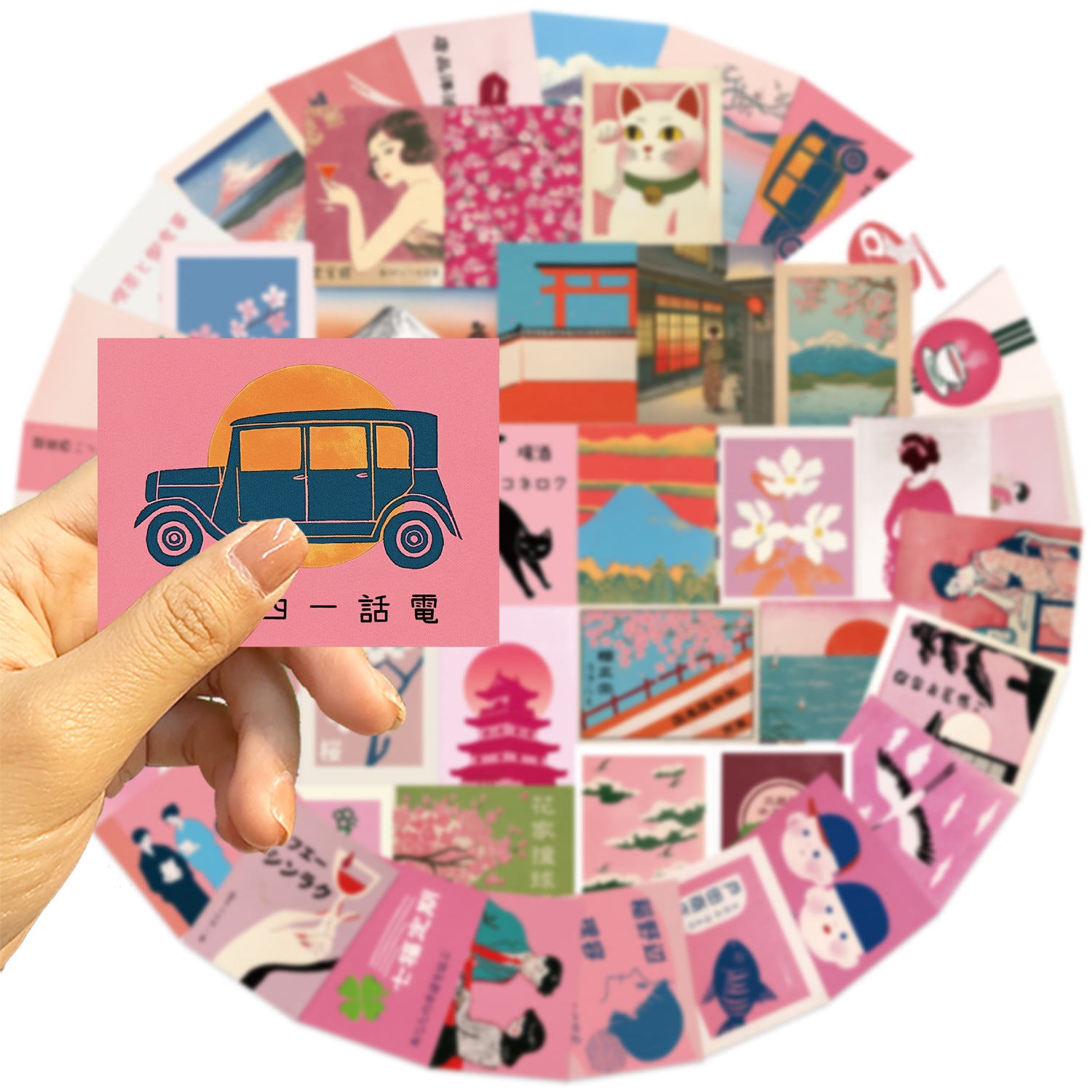 Set de 50 stickers estilo japonés vintage