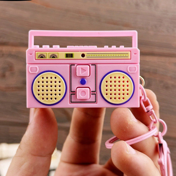 Bocina portátil retro con grabación de voz