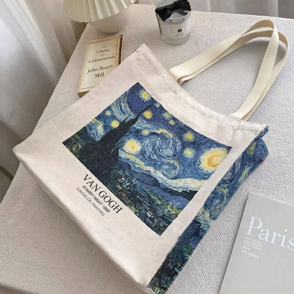 Bolso tote de lona con estampado Van Gogh