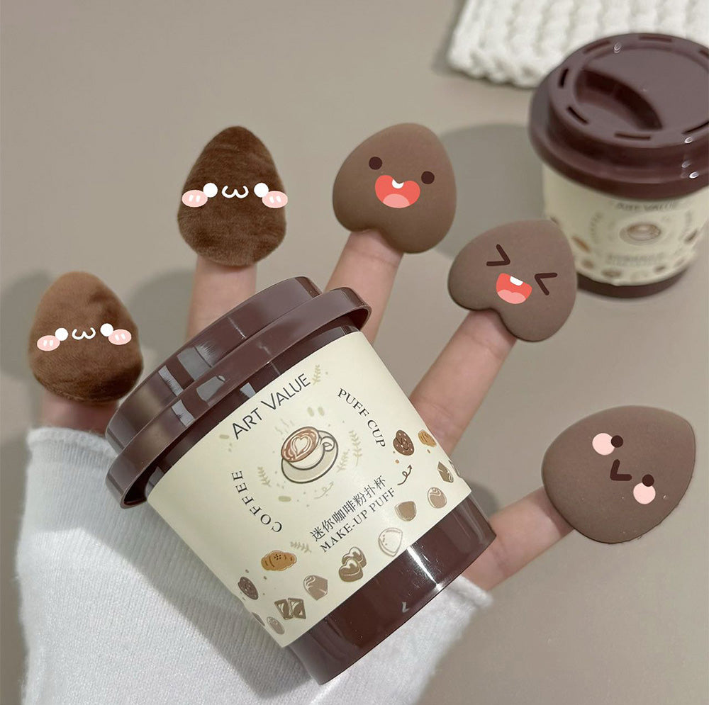 Set de mini esponjas de maquillaje con estuche tipo café - Dressygt