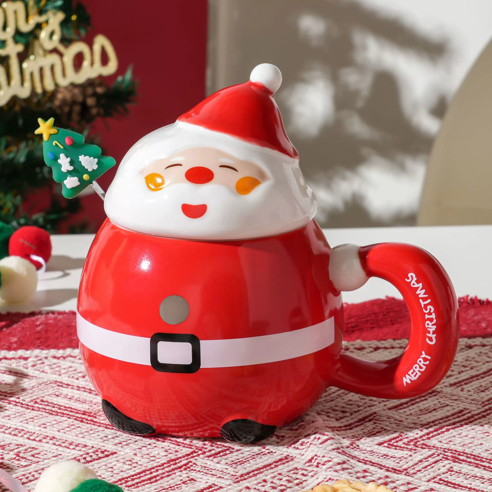 Set de taza navideña de santa claus