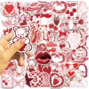 Set de 50 stickers estilo vintage rojos