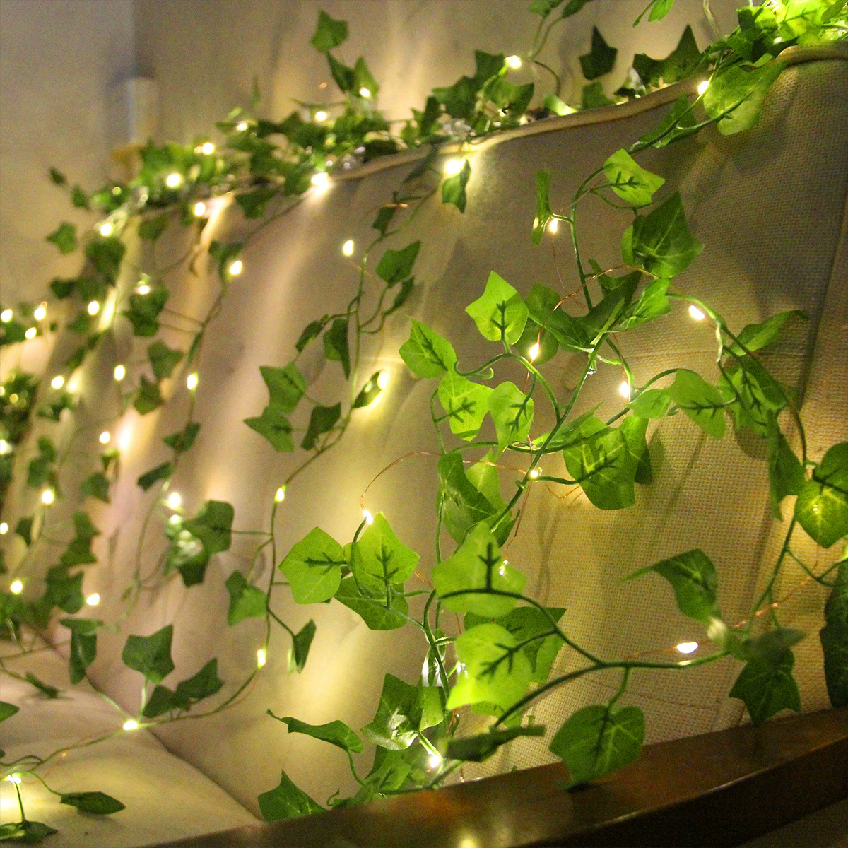 Tira de hojas decorativas con luz led