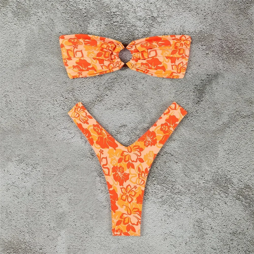 Bikini strapless con flores - Dressygt