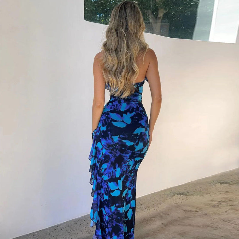 Vestido estampado con abertura