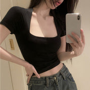 Blusa ajustada con escote cuadrado - Dressygt