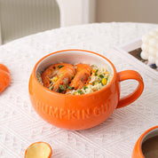 Taza de cerámica con tapa calabaza