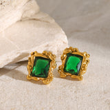 Aretes cuadrados esmeralda