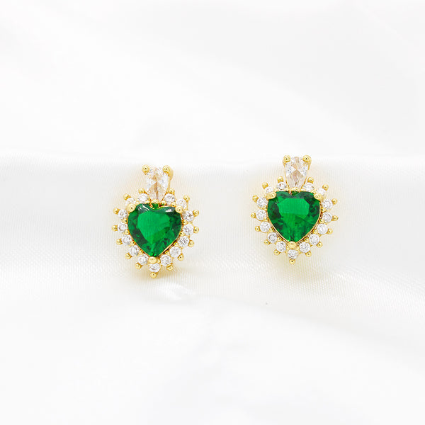 Aretes de corazón verde