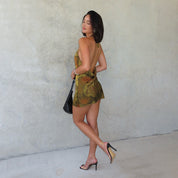 Vestido corto halter estampado
