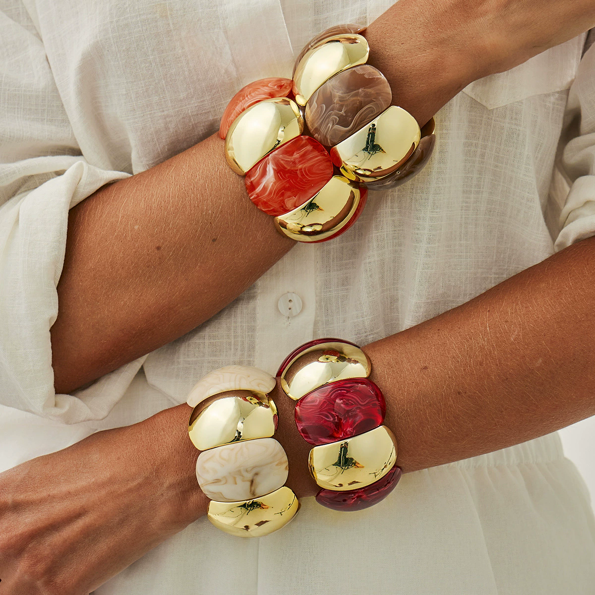 Pulsera chunky marmoleada con detalles dorados - Dressygt