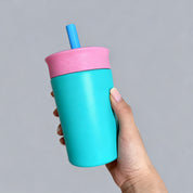 Mini tumbler de acero inoxidable con pajilla