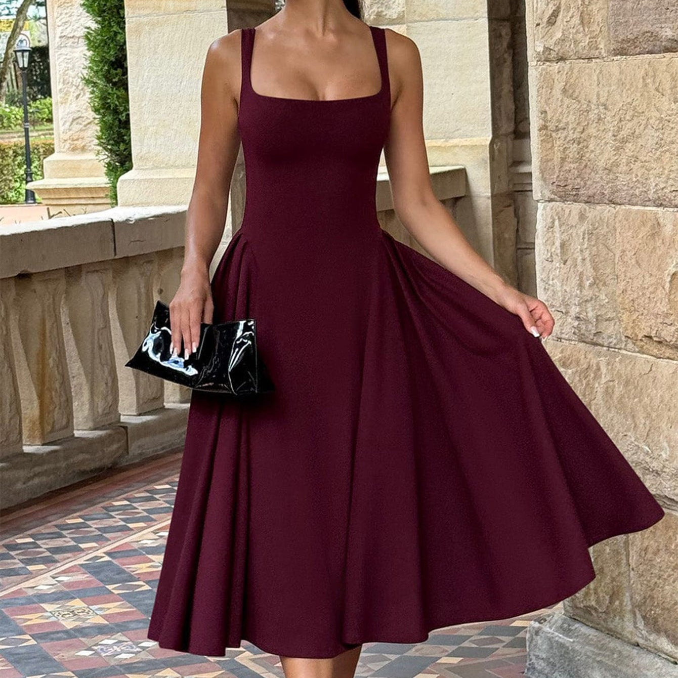 Vestido estilo princesa escote cuadrado - Dressygt