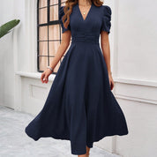 Vestido classy con mangas fruncidas - Dressygt