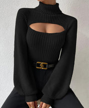 Pullover cuello alto con abertura