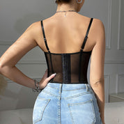 Top corset con transparencia
