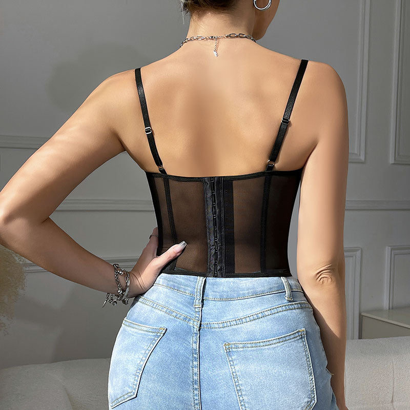 Top corset con transparencia