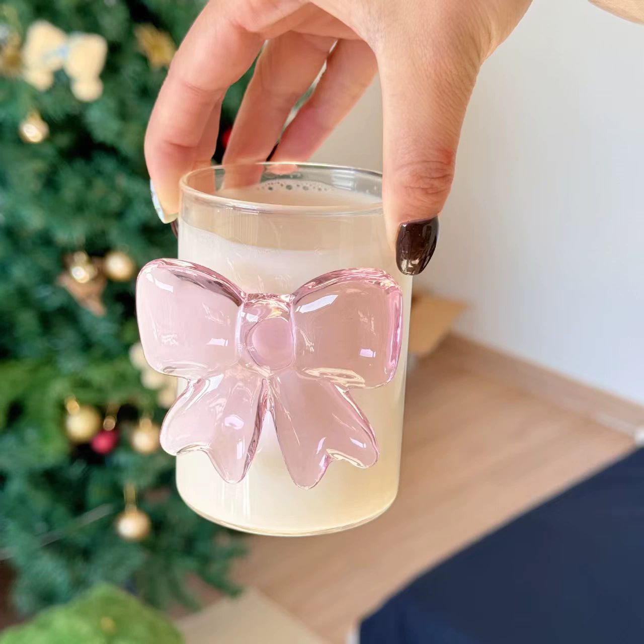 Vaso coquette con moño rosa