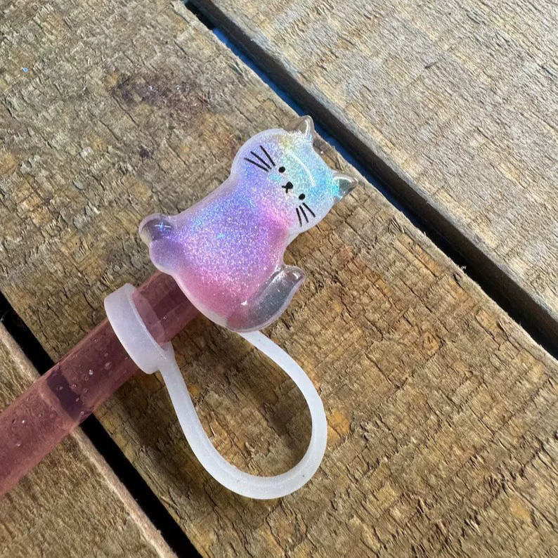 Protector de pajilla de gatito arcoíris